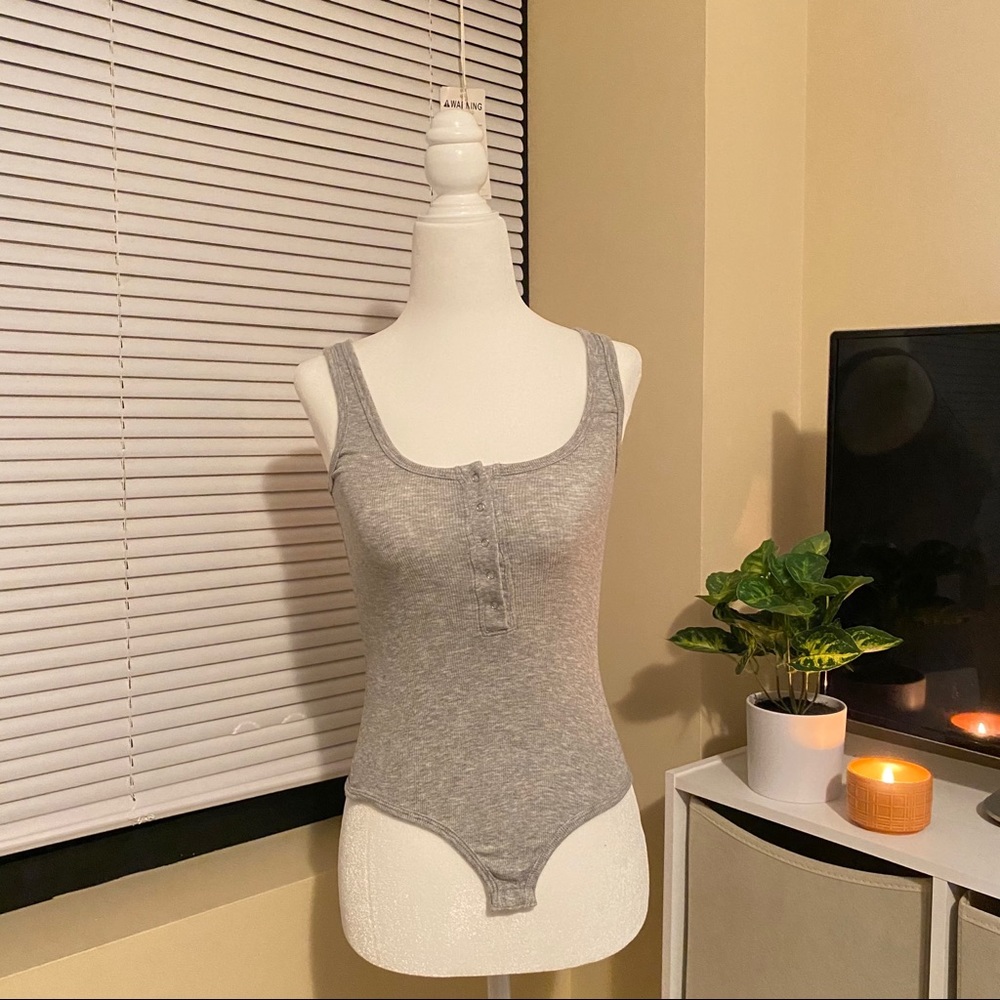 VICI Grey Henley Tank Top Bodysuit